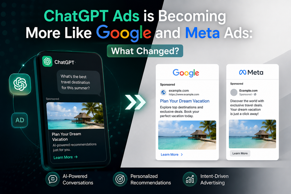 ChatGPT Ads compared with Google and Meta Ads through AI-powered advertising