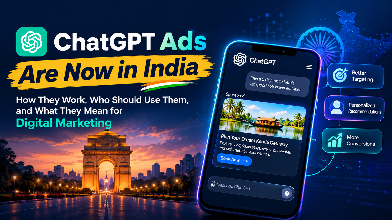 ChatGPT Ads in India showing personalized advertising and digital marketing